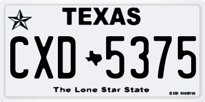 TX license plate CXD5375