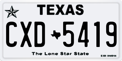 TX license plate CXD5419