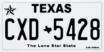 TX license plate CXD5428