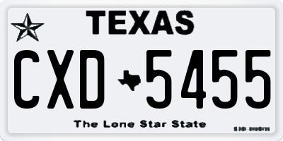 TX license plate CXD5455