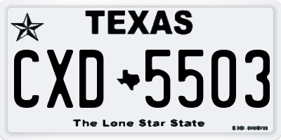 TX license plate CXD5503