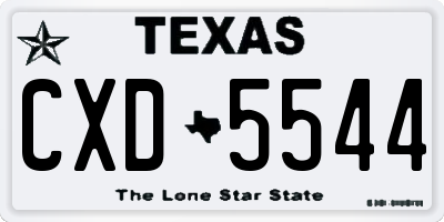 TX license plate CXD5544