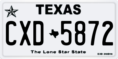 TX license plate CXD5872