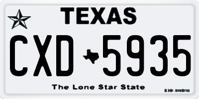 TX license plate CXD5935