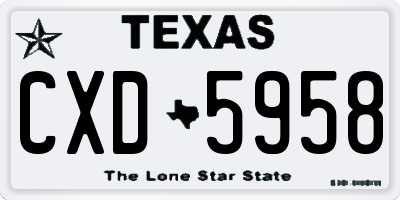 TX license plate CXD5958