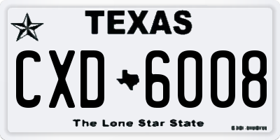 TX license plate CXD6008
