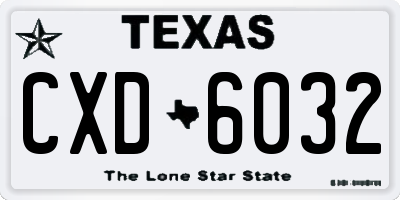 TX license plate CXD6032