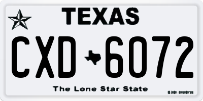 TX license plate CXD6072