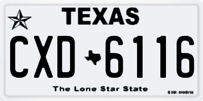 TX license plate CXD6116