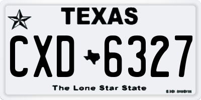 TX license plate CXD6327