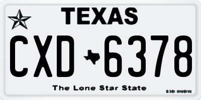 TX license plate CXD6378