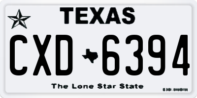 TX license plate CXD6394