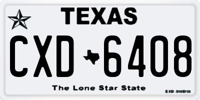 TX license plate CXD6408