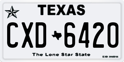 TX license plate CXD6420