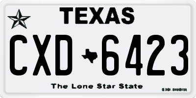 TX license plate CXD6423