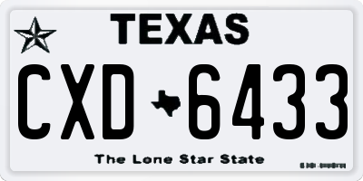 TX license plate CXD6433