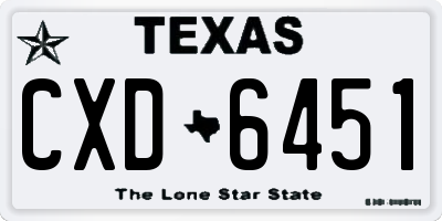 TX license plate CXD6451