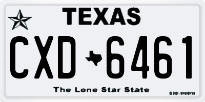 TX license plate CXD6461