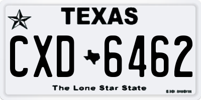 TX license plate CXD6462