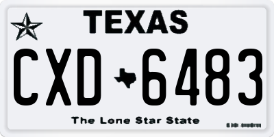 TX license plate CXD6483