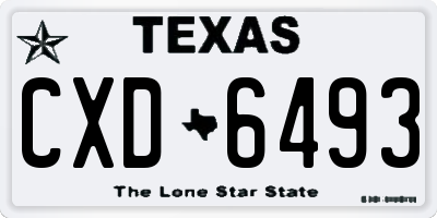 TX license plate CXD6493