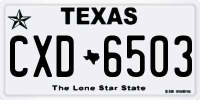 TX license plate CXD6503
