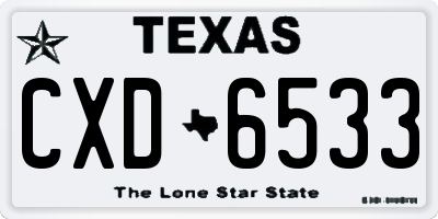 TX license plate CXD6533
