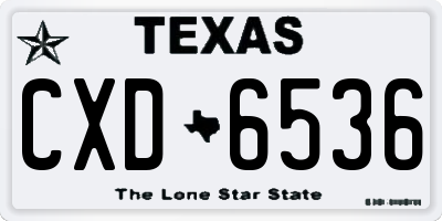 TX license plate CXD6536
