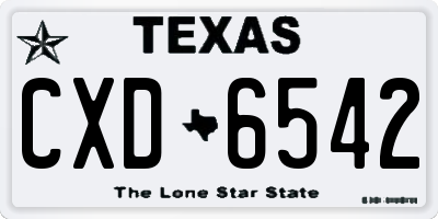 TX license plate CXD6542