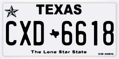 TX license plate CXD6618