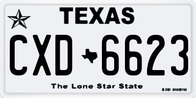 TX license plate CXD6623
