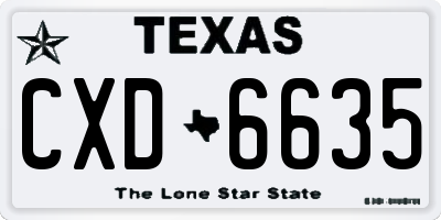 TX license plate CXD6635