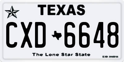 TX license plate CXD6648