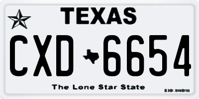 TX license plate CXD6654