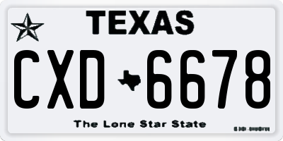 TX license plate CXD6678
