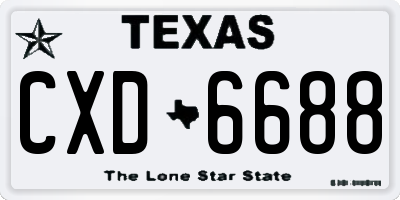 TX license plate CXD6688