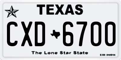 TX license plate CXD6700