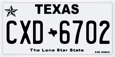 TX license plate CXD6702