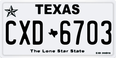 TX license plate CXD6703