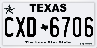 TX license plate CXD6706