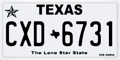 TX license plate CXD6731
