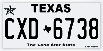 TX license plate CXD6738