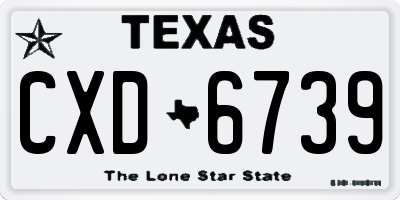 TX license plate CXD6739