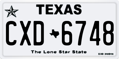TX license plate CXD6748