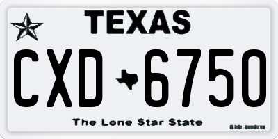TX license plate CXD6750