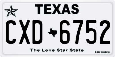 TX license plate CXD6752