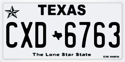 TX license plate CXD6763