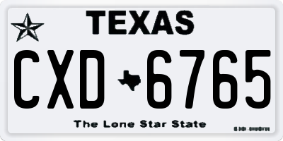 TX license plate CXD6765