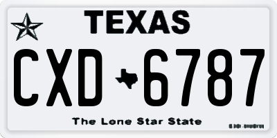 TX license plate CXD6787