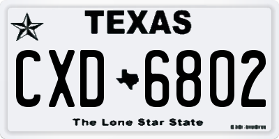 TX license plate CXD6802